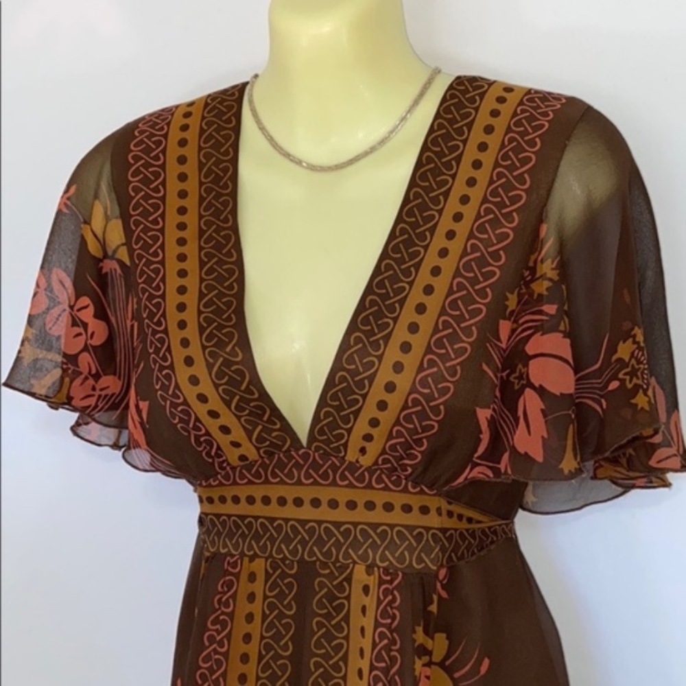 ANNA SUI ANTHROPOLOGIE SILK RUFFLE EMPIRE DRESS SM - Picture 2 of 7